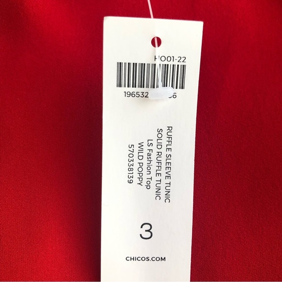 Chico’s size 3 ruffle sleeve tunic top - Picture 2 of 11